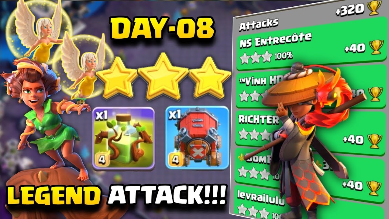 LEGEND ATTACK 🌟 DAY 08 | New RC Charge + Root Rider Attack Th17 🔥 | Best Th17 Attack Strategy | COC