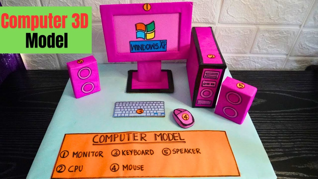 Computer 3D Model Project | How to make a 3D model of computer | Computer model | The4PillarsAcademy