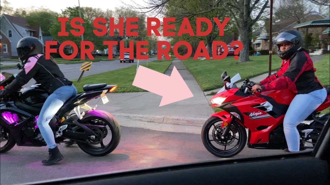 She Rode Her New Motorcycle on the Street for the 1st Time!!!