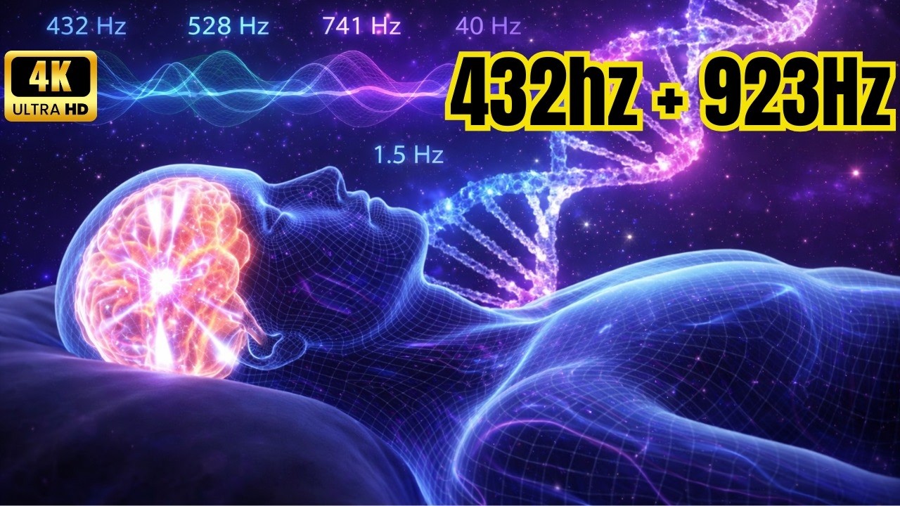 Brain Massage While You Sleep, Melatonin Release, Stop Overthinking, Worry & Stress - 528hz #923hz