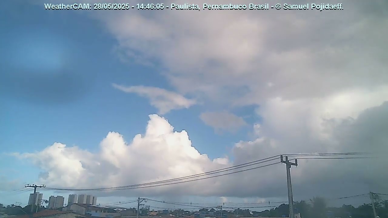 WatherCAM: Timelapse - Dia com algumas Nuvens em Paulista-PE-BR - 28/05/2025.