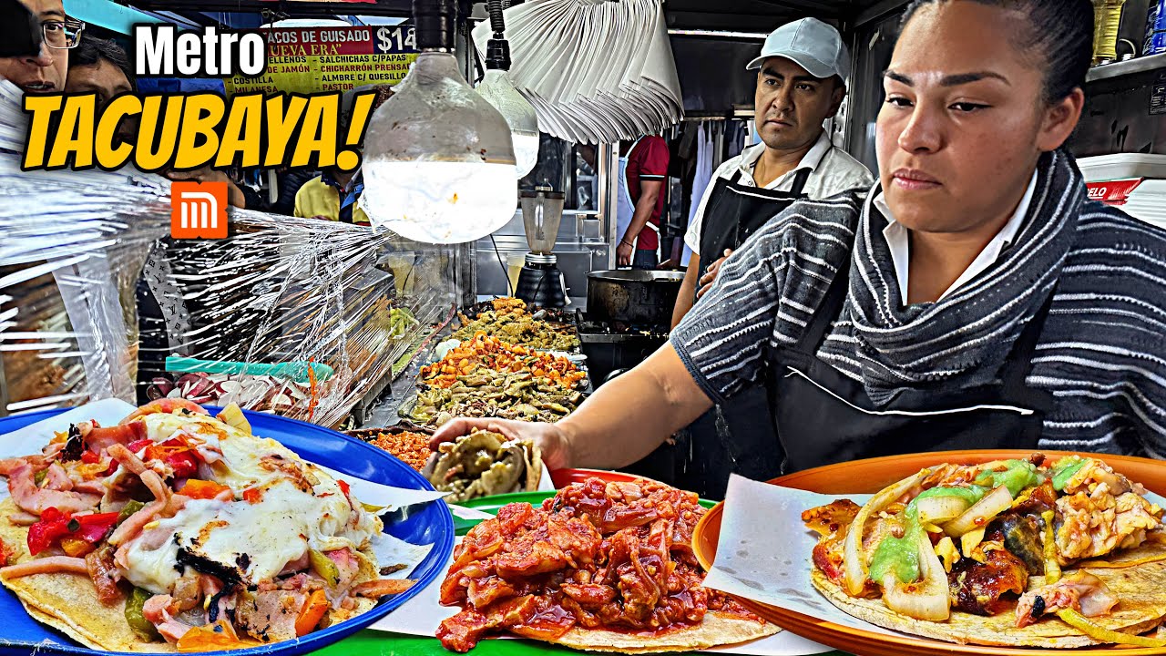 Probé los TACOS MÁS SABROSOS del METRO TACUBAYA 😱🔥 | Comida Callejera CDMX