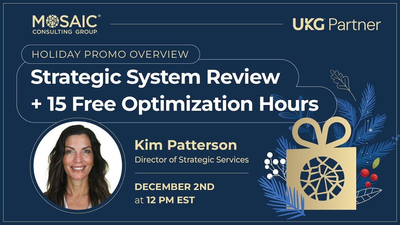 Holiday Promo Overview: Strategic System Review + 15 Free Optimization Hours