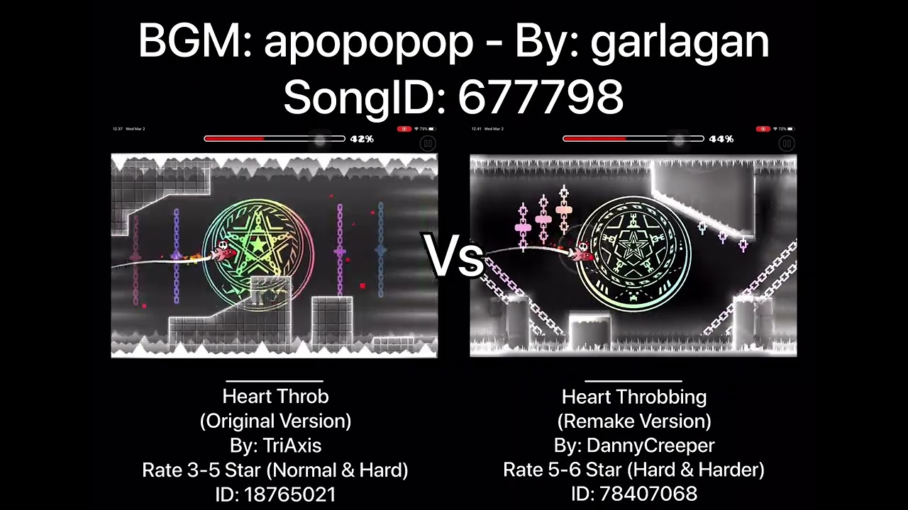 Geometry Dash = Heart Throb Vs Heart Throbbing (Comparison) (Original Vs Remake) (More)