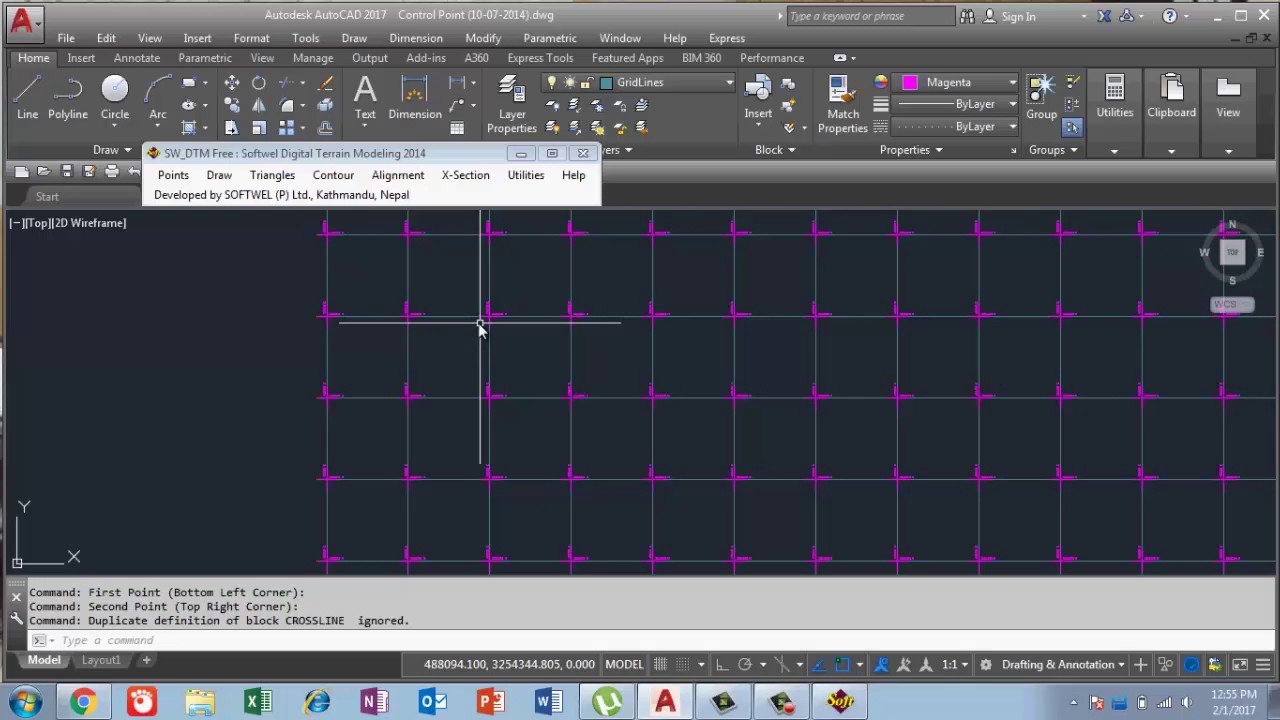 Draw Grid lines in Auto cad with SW DTM 2014 in Urdu/Hindi