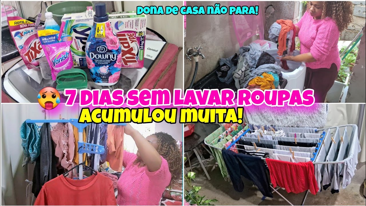 🥵7 DİAS sem LAVAR ROUPAS! Acumulou MUİTA ROUPAS suja 🤮 +FAXİNA no QUİNTAL #ROTINAREAL🏡