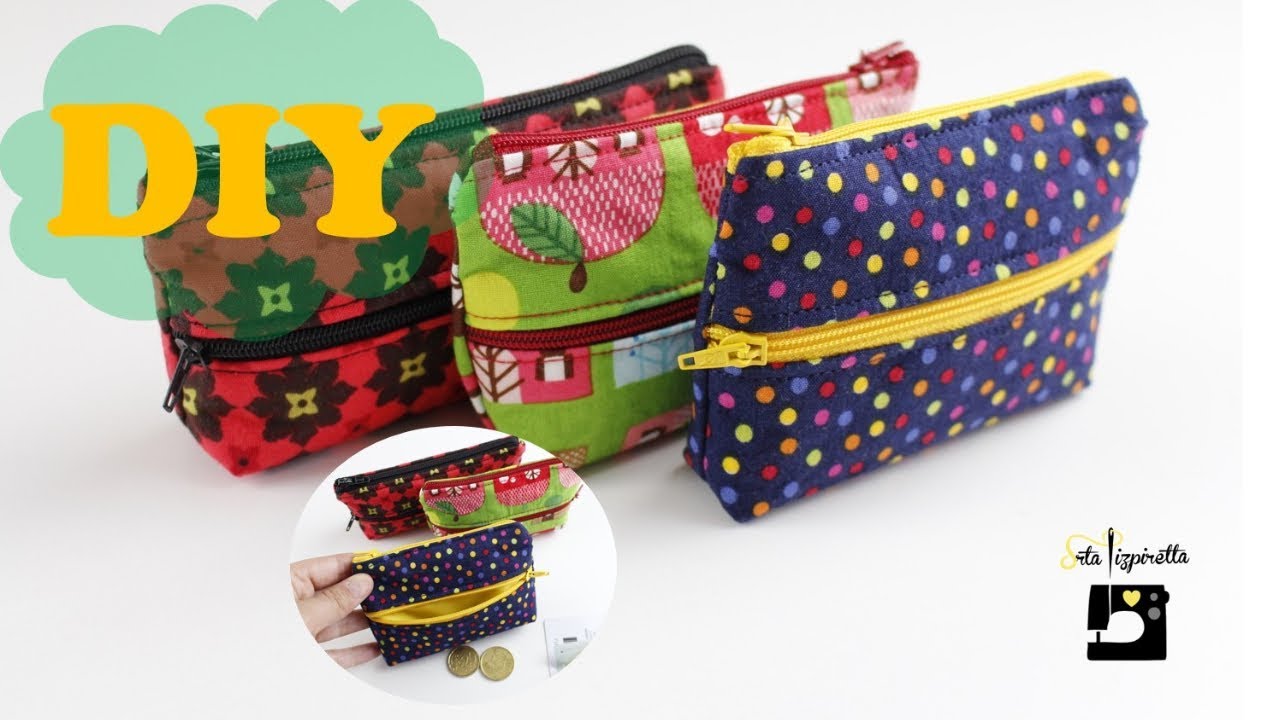 DIY :Tutorial monedero de tela fácil con dos cremalleras