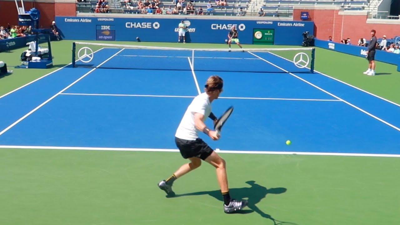 Rublev vs Zverev Practice Match Court Level View Tennis ATP
