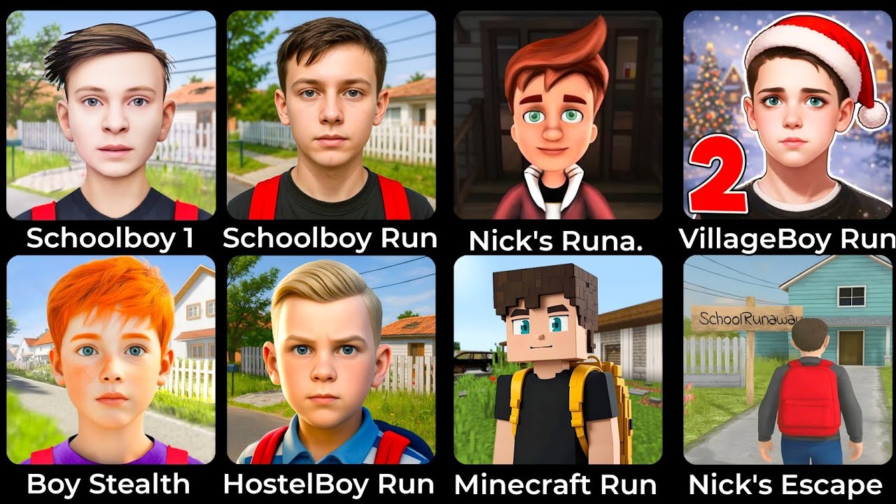Schoolboy Runaway Gogo Gaga, Nick's Runaway, Schoolboy Village:2, Boy Stealth Escape, Evil Neighbors