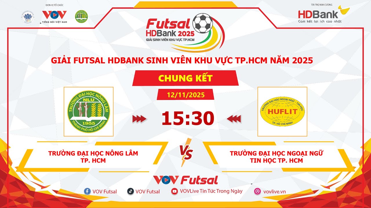 🔴 Trực tiếp: TRƯỜNG ĐH NÔNG LÂM TP. HCM vs TRƯỜNG ĐH NGOẠI NGỮ TIN HỌC TP. HCM | 