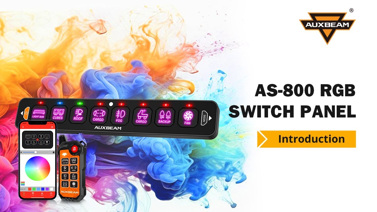 New! Auxbeam&reg; AS-800 RGB Slim Switch Panel With 3 Mode