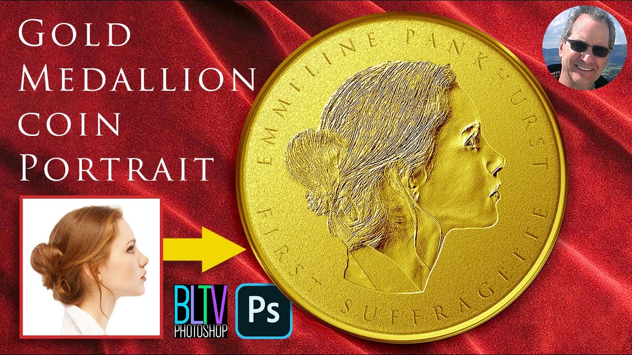 Photoshop: поместите свое ЛИЦО на ЗОЛОТУЮ МОНЕТУ-медальон!