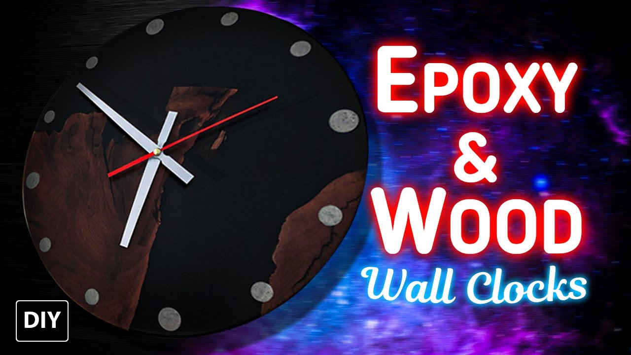 DIY wood and epoxy clock.Woodworking