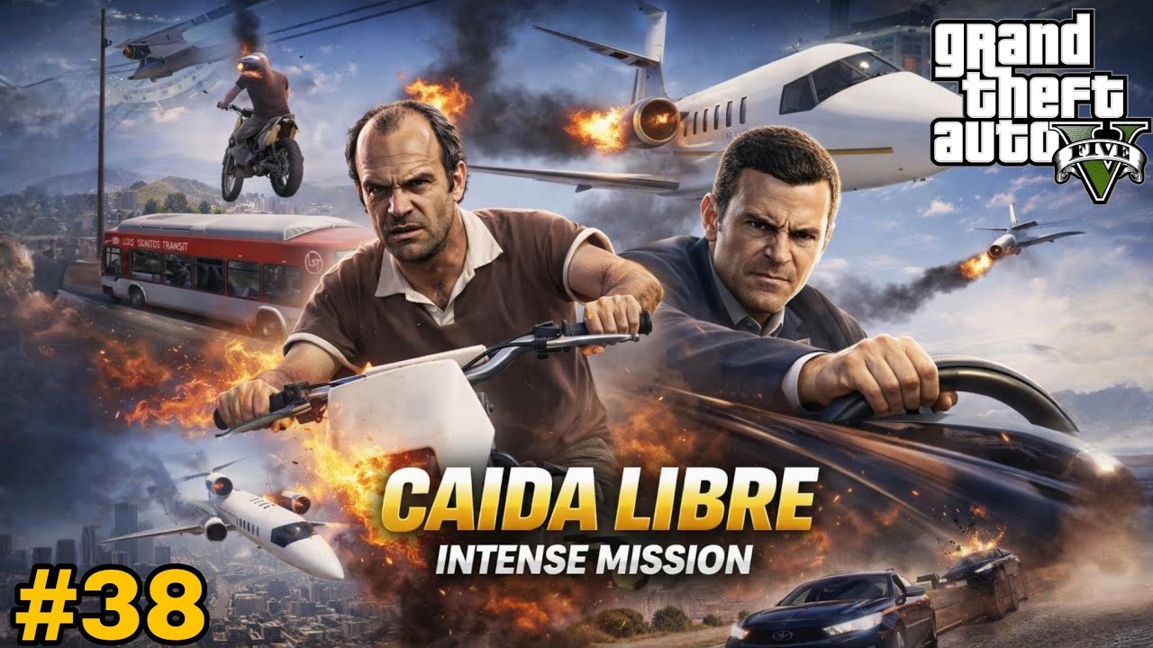 TREVOR'S CRAZY JET CHASE! 🏍️💨 GTA 5 CAIDA LIBRE MISSION 