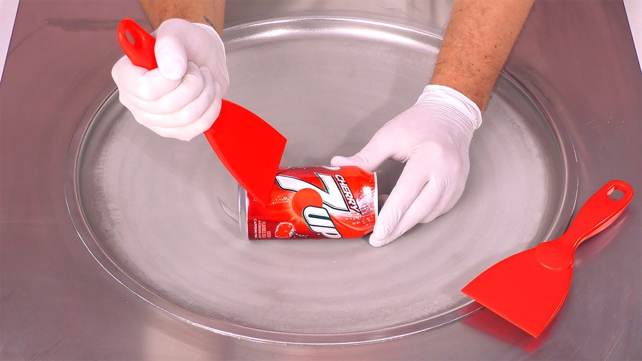 Cherry 7Up Ice Cream Rolls - how to make sparkling and refreshing Cherry Ice Cream | ASMR Delight