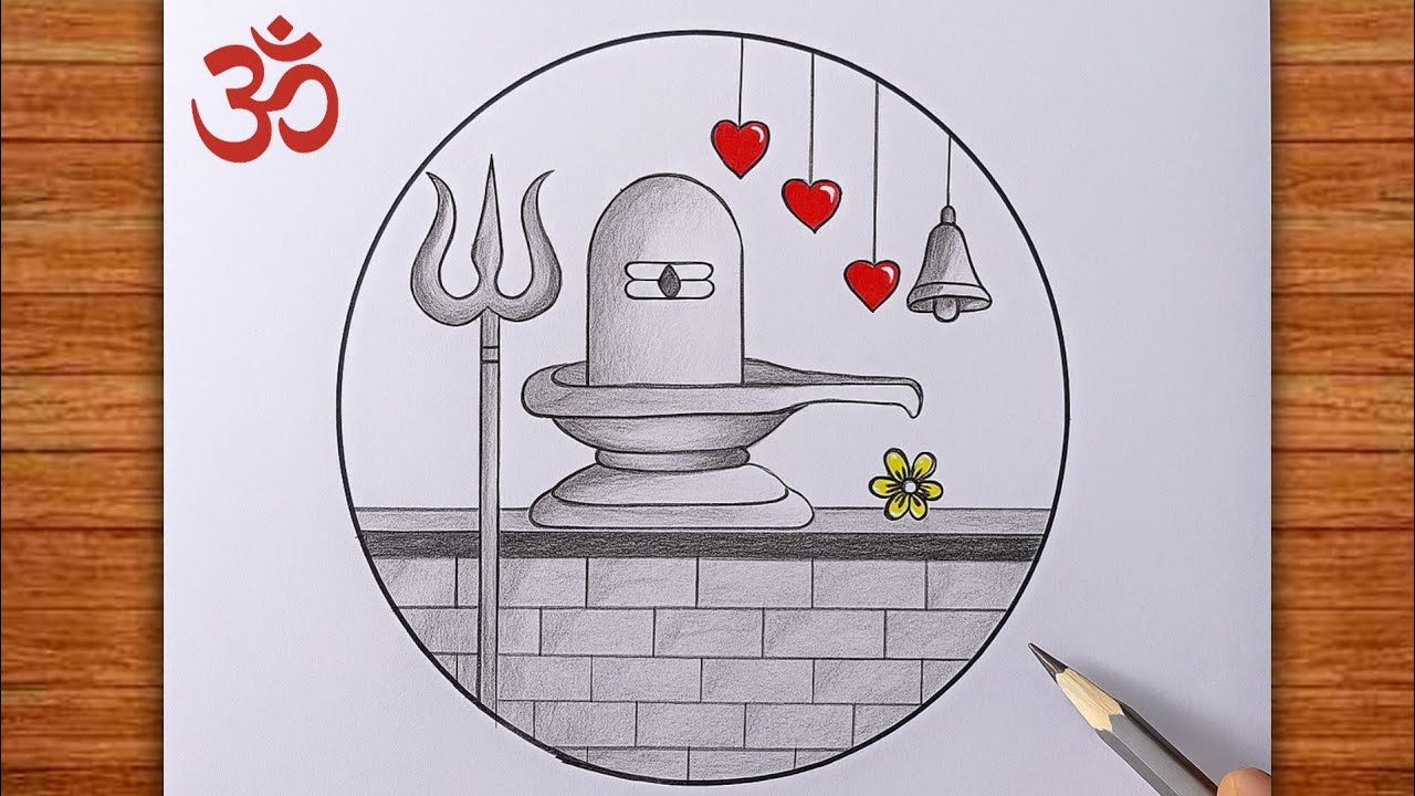How To Draw Shivling With Trishul / Shiv lingam Drawing Easy / how to draw shivling / Sawan