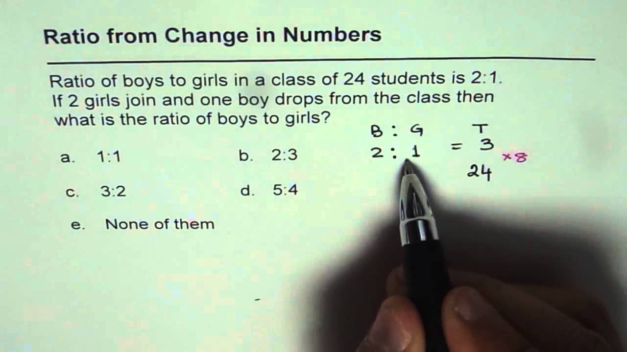 03 Change in Ratio when 2 girls join one boy drops