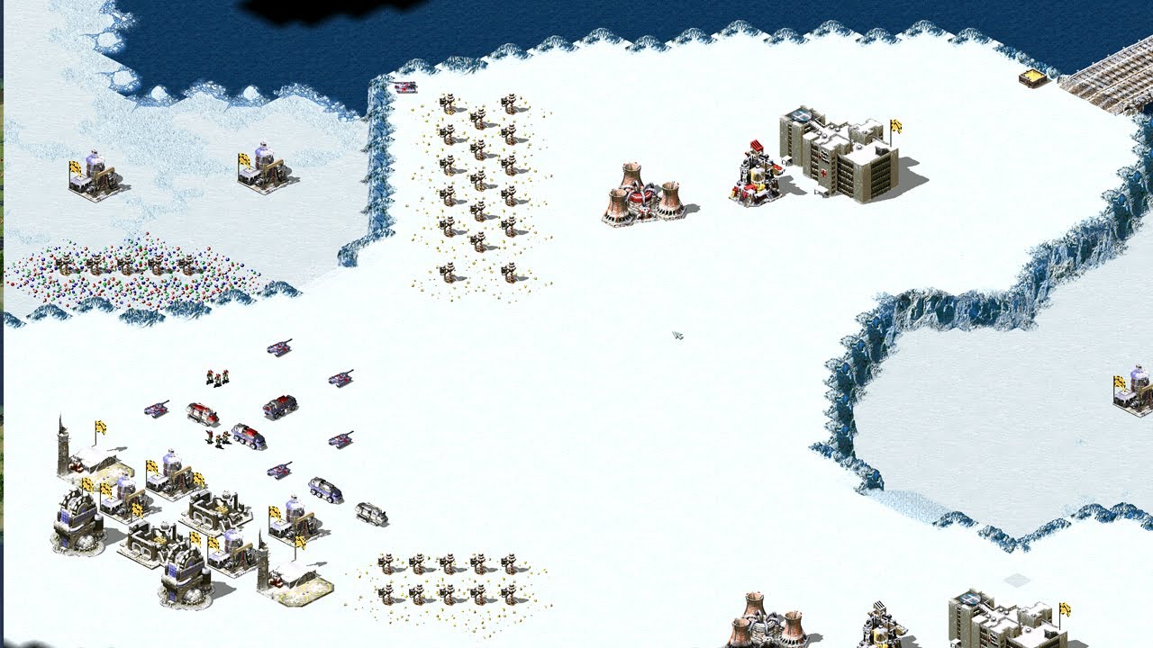 Red Alert 2 | Extra hard AI  | 7 vs 1 |   Hell on Ice Map | America vs 7