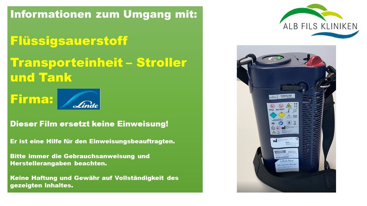 Informationen zu Fl&uuml;ssigsauerstoff - Tragbare Sauerstoff Stroller / Tank von Linde