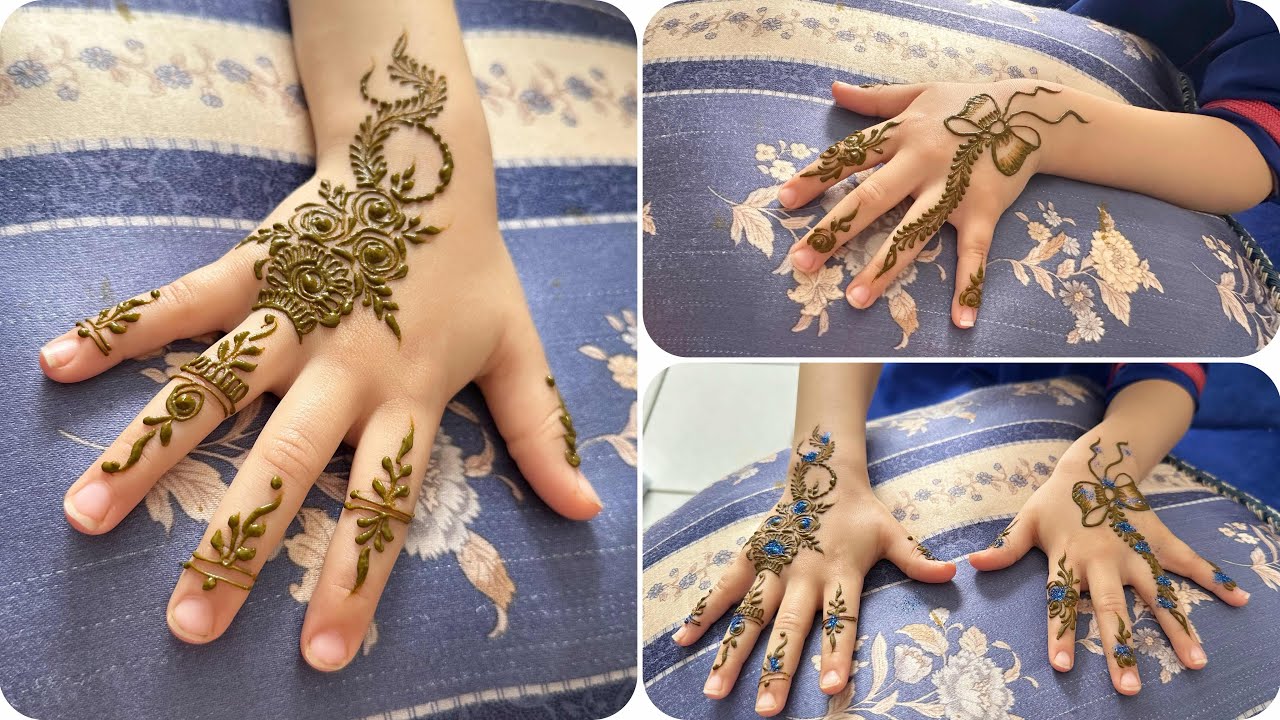 نقش حناء سهل للبنات الصغار فالعيد