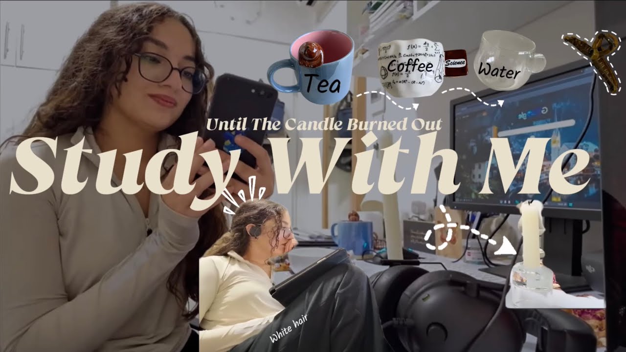 Study With Me Until The Candle Burned Out| 6 Hours| Background- white noise| 30 min Break