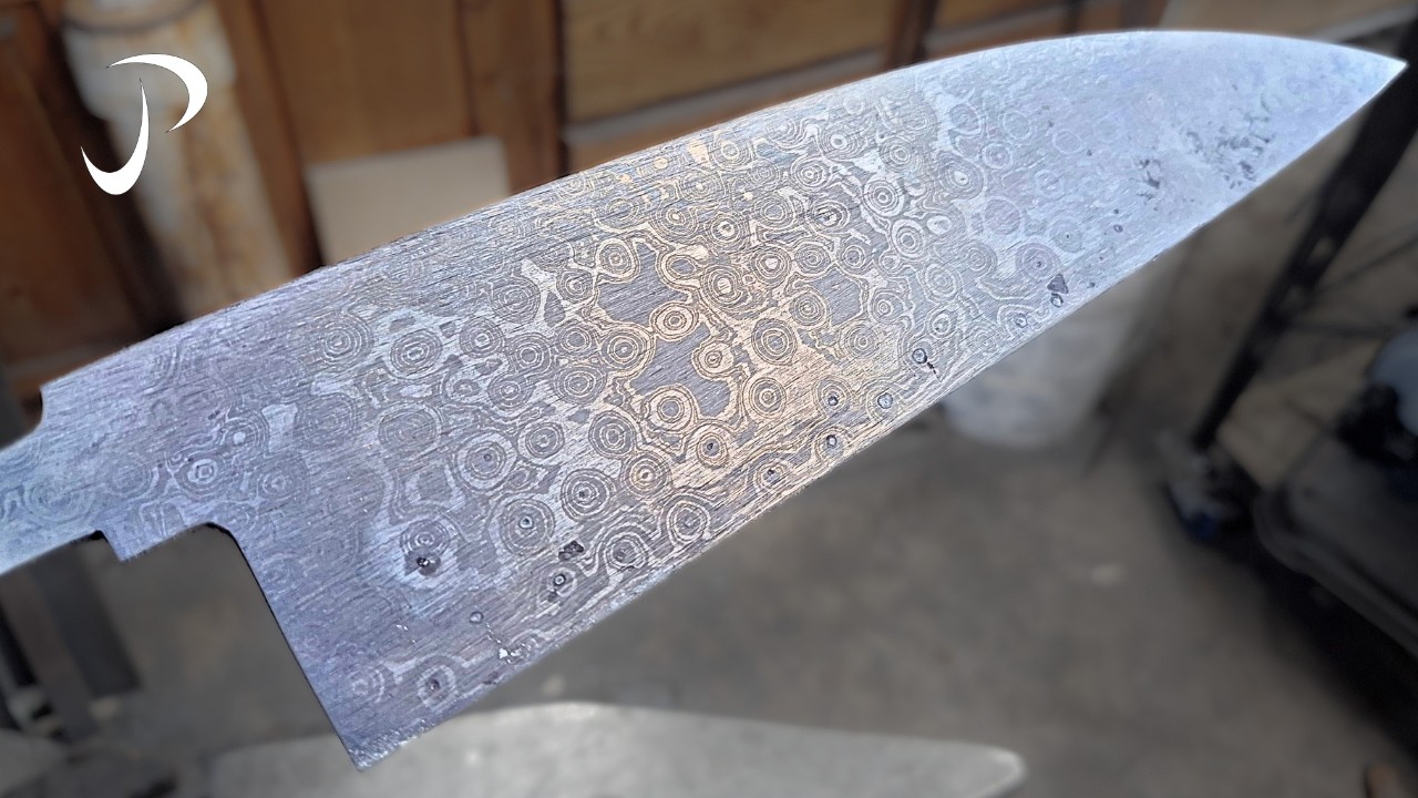 Forging A Massive Raindrop Damascus Knife