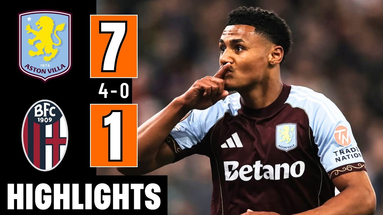Aston Villa vs Bologna 4-0 (Agg. 7-1) | Highlights | Watkins Goal | Europa League | Morgan Rogers