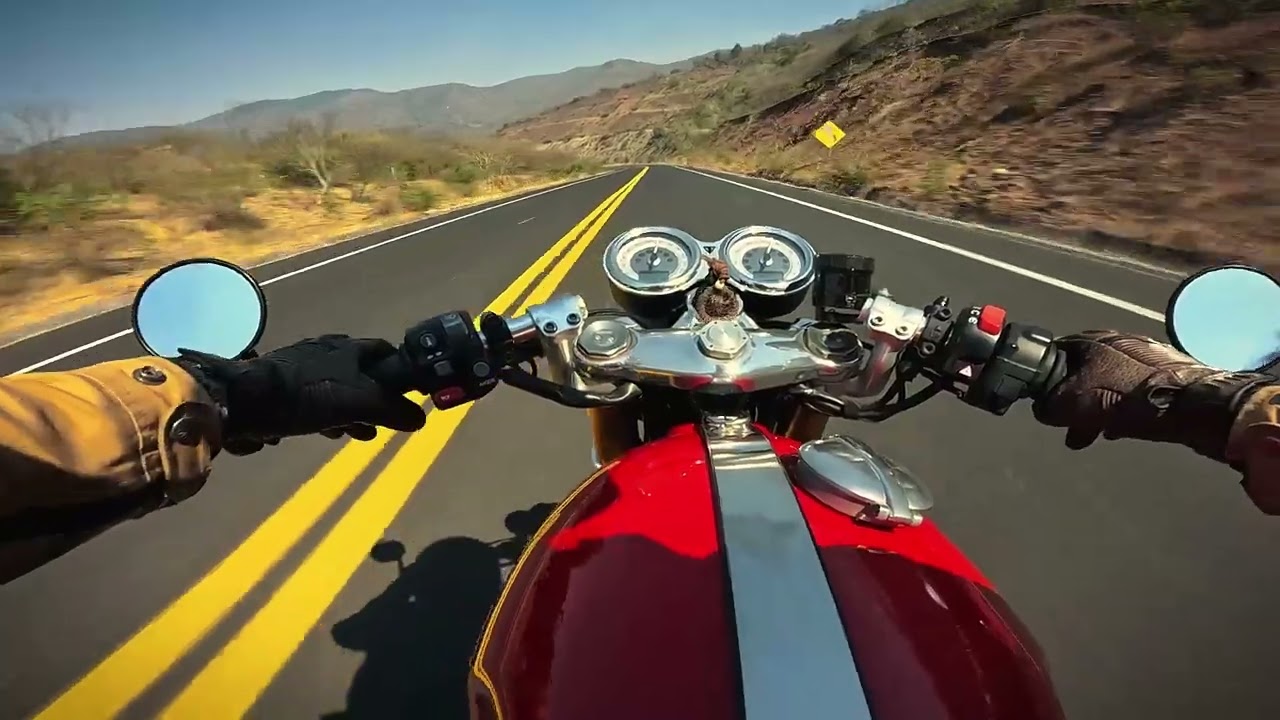 Cinematic POV on a Triumph Thruxton 1200 R y sonido Raw de la motocicleta.