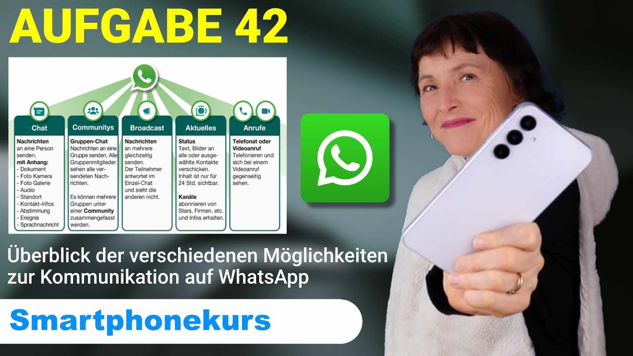 Samsung-Kurs Aufgabe 42: Einführung über verschiedenen Kommunikationsmöglichkeiten mit WhatsApp.