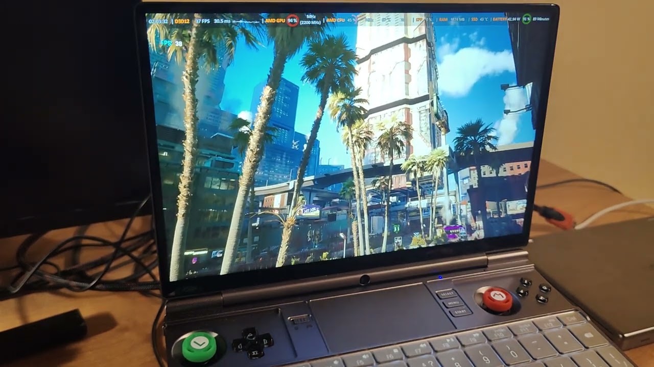 Benchmark Cyberpunk 2077. GPD Win Max 2 2023 (7840U, 32 Gb)