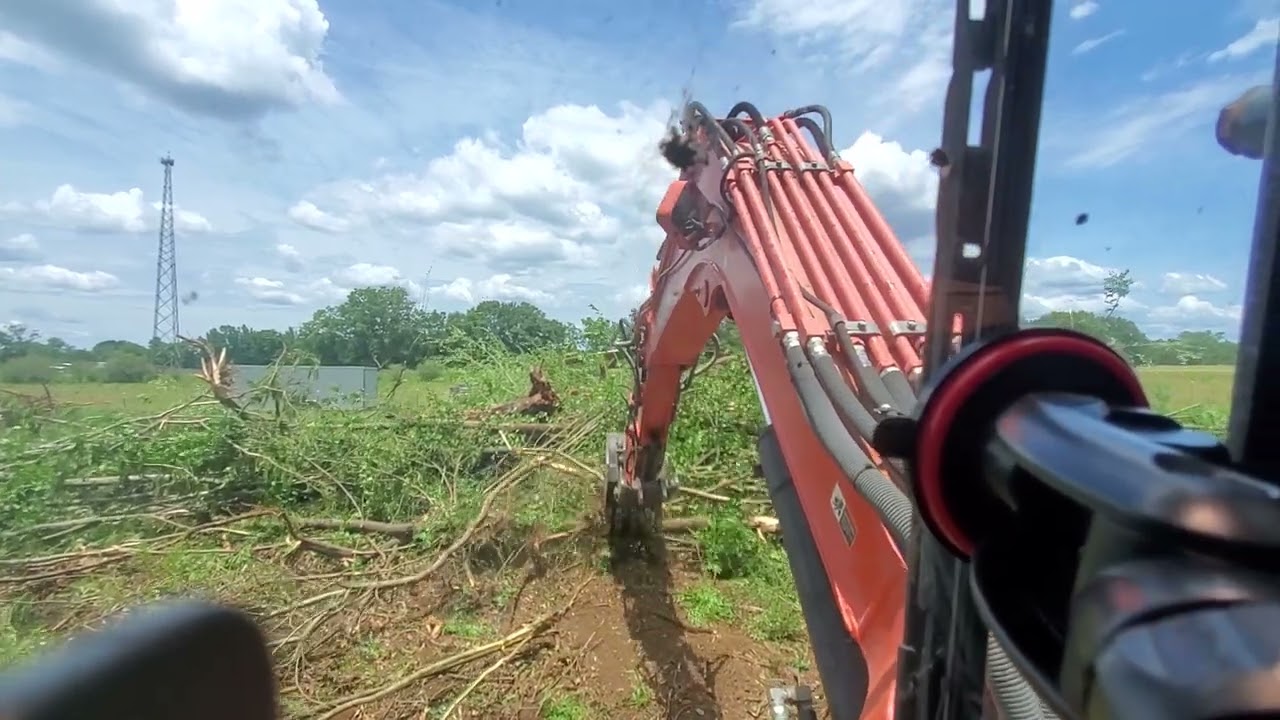 Kubota KX080-4 clearing land