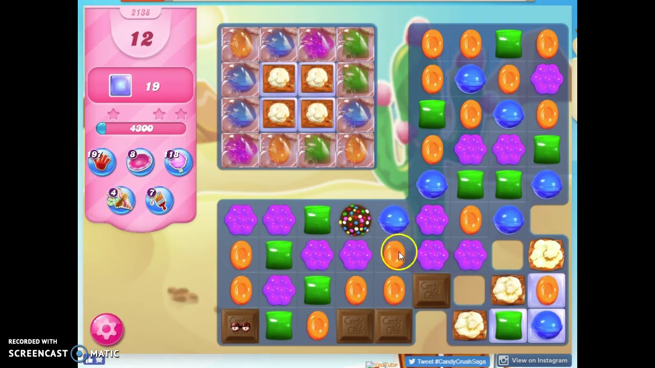 Candy Crush Level 2138 Audio Talkthrough, 2 Stars 0 Boosters