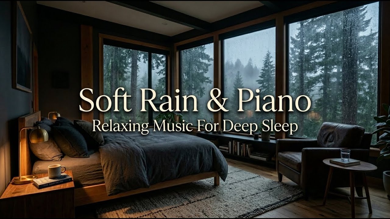 Peaceful Rain Window Atmosphere | Calm Piano Music with Rain Sounds for Insomnia Relief