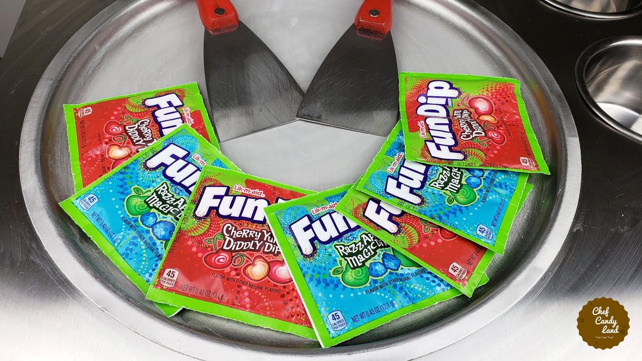 Fun Dip Candy ASMR Ice Cream Rolls oddly satisfying Fun Dips Ice Cream Rolls with many Colors