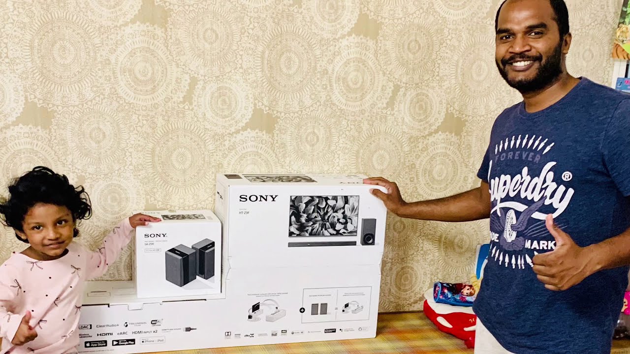 Unboxing Sony HT-Z9F Dolby Atmos Soundbar with rear speakers HT-Z9R Home Theatre Set up Prebooked