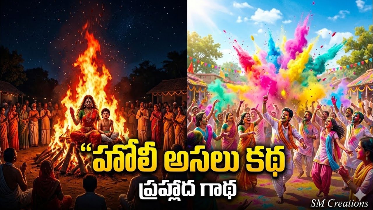 🔥 హోలీ ఎందుకు జరుపుకుంటాం? | ప్రహ్లాదుడు & నరసింహుడు కథ(created by jansi) | SM Creations