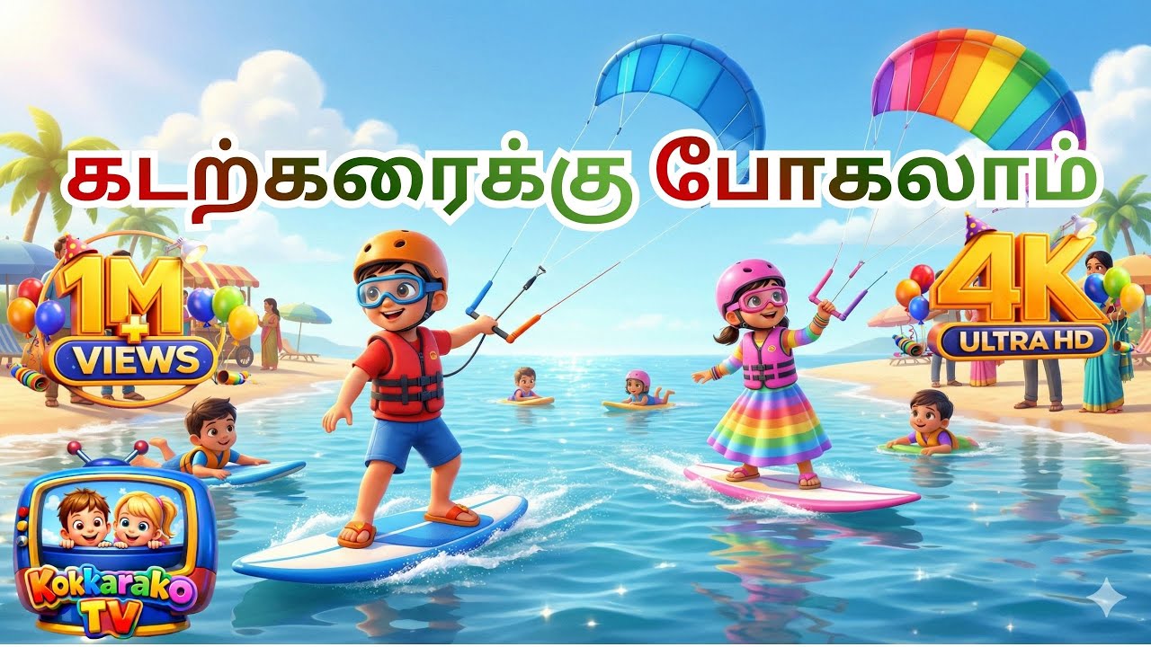கடற்கரைக்கு போகலாம் | Kadarkaraikku Pogalam | Tamil Kiads Rhymes | Kokkarako TV