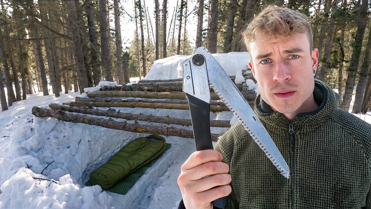 Sobrevivo 3 Dias Construyendo un Refugio en la Nieve (con Pala y Sierra)