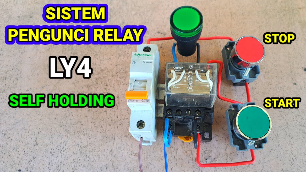 Cara Merakit Rangkaian Pengunci Relay  Menggunakan Push Button NO dan NC