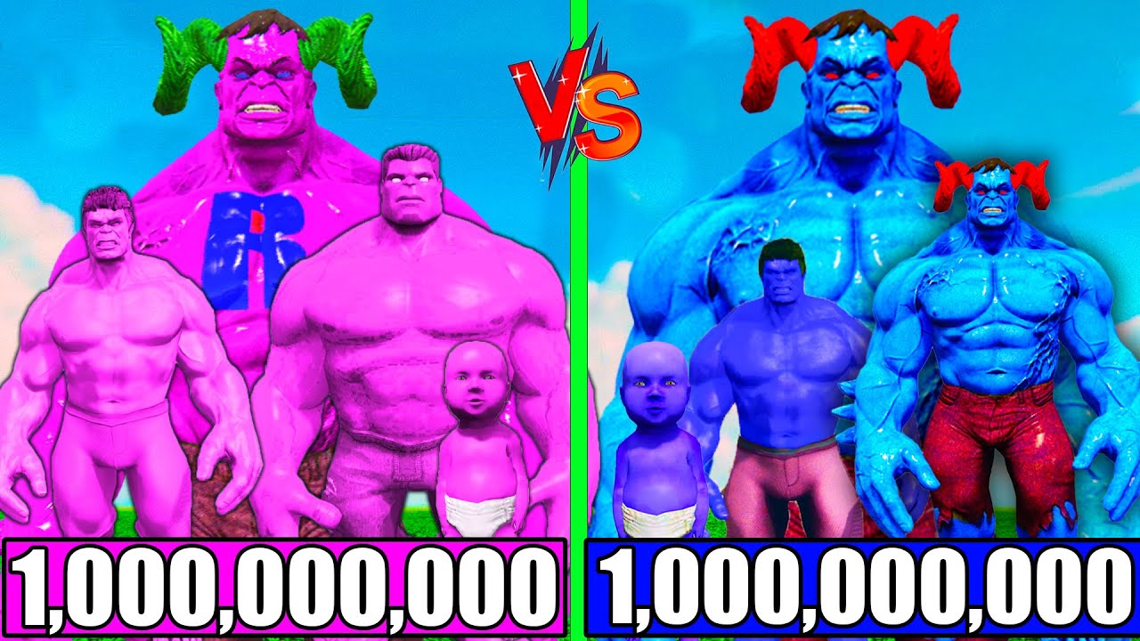 $1 PINK HULK FAMILY Vs $1,000,000,000 BLUE HULK FAMILY In GTA 5!