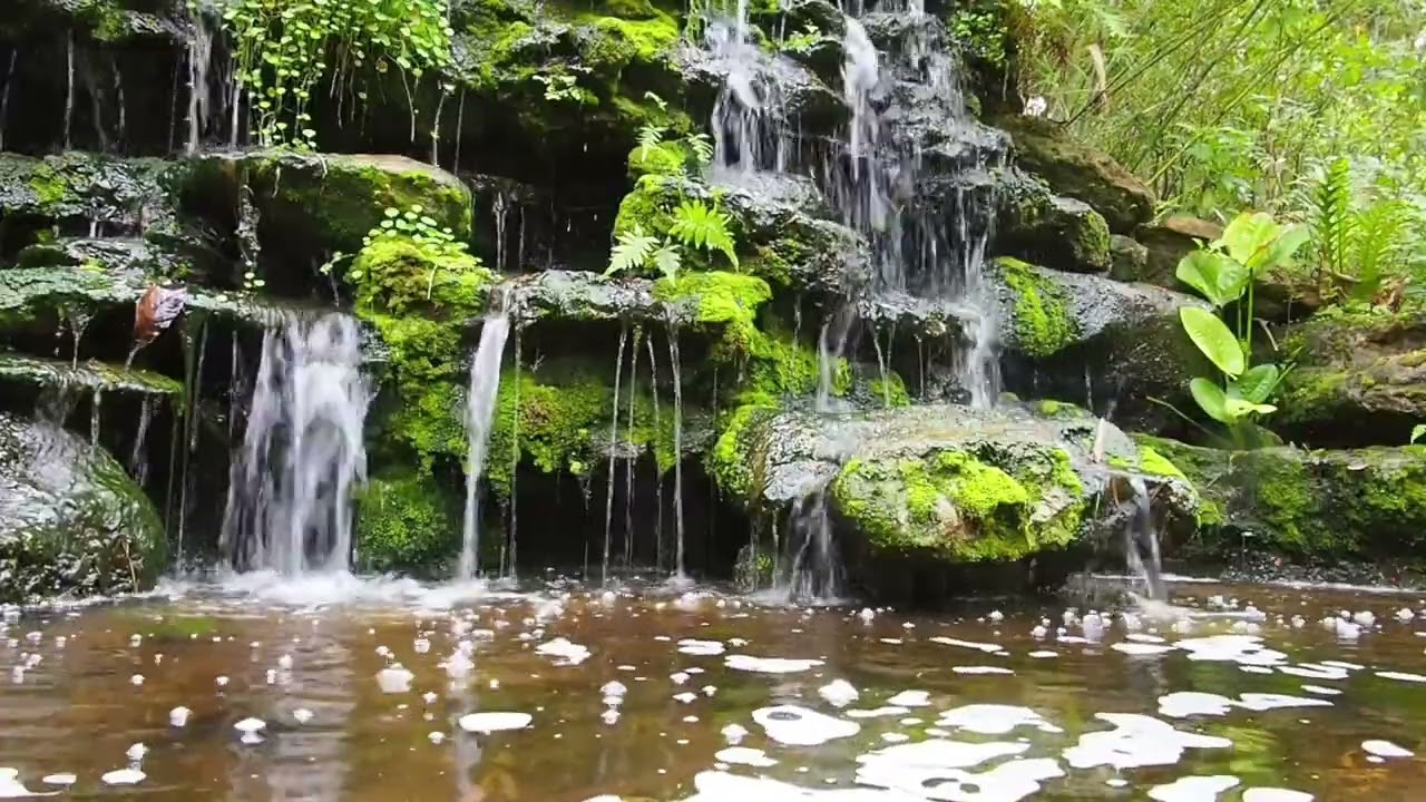 4K Relaxing Mossy Waterfall – Nature Sounds for Sleep, Study, and Meditation