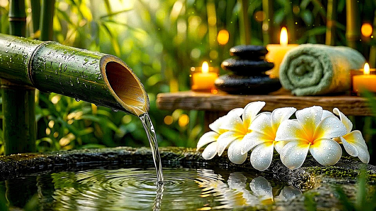 Relaxation Music: Bamboo Water Fountain + Healing Piano 🌿 Sleep Music, Meditation and Nature Sounds