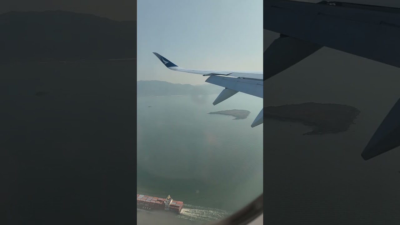 Cathay Pacific A350 landing in Hong Kong