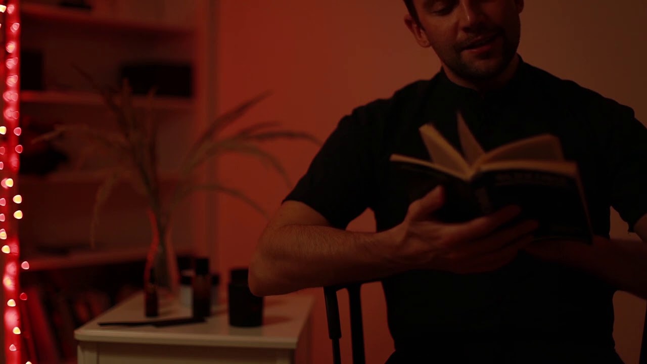 ASMR soft reading philosophy book and hand massage