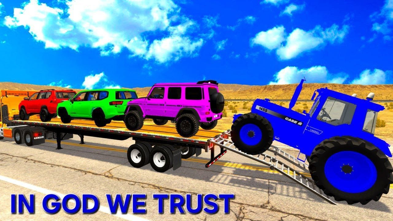 Flatbed Truck McQueen    Transportation with Truck -Pothole vs Car# BeamNG Drive Gameplay
