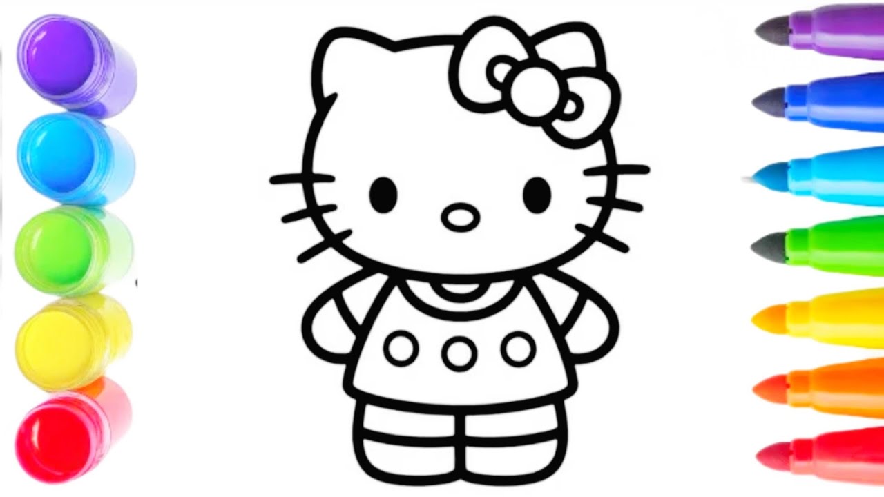 Милая раскраска Hello Kitty для детей 🎨 | Простой и увлекательный урок рисования