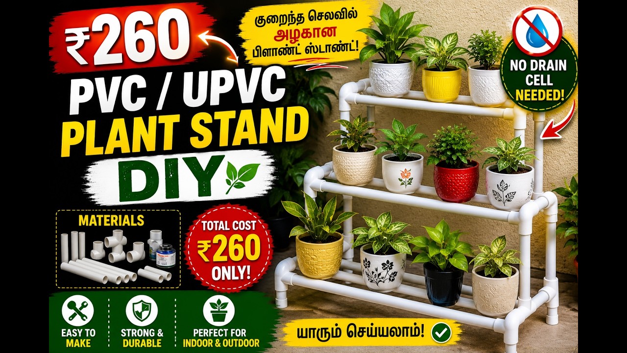 ₹260 PVC / UPVC Plant Stand DIY | No Drain Cell Needed #gardening #terracegarden