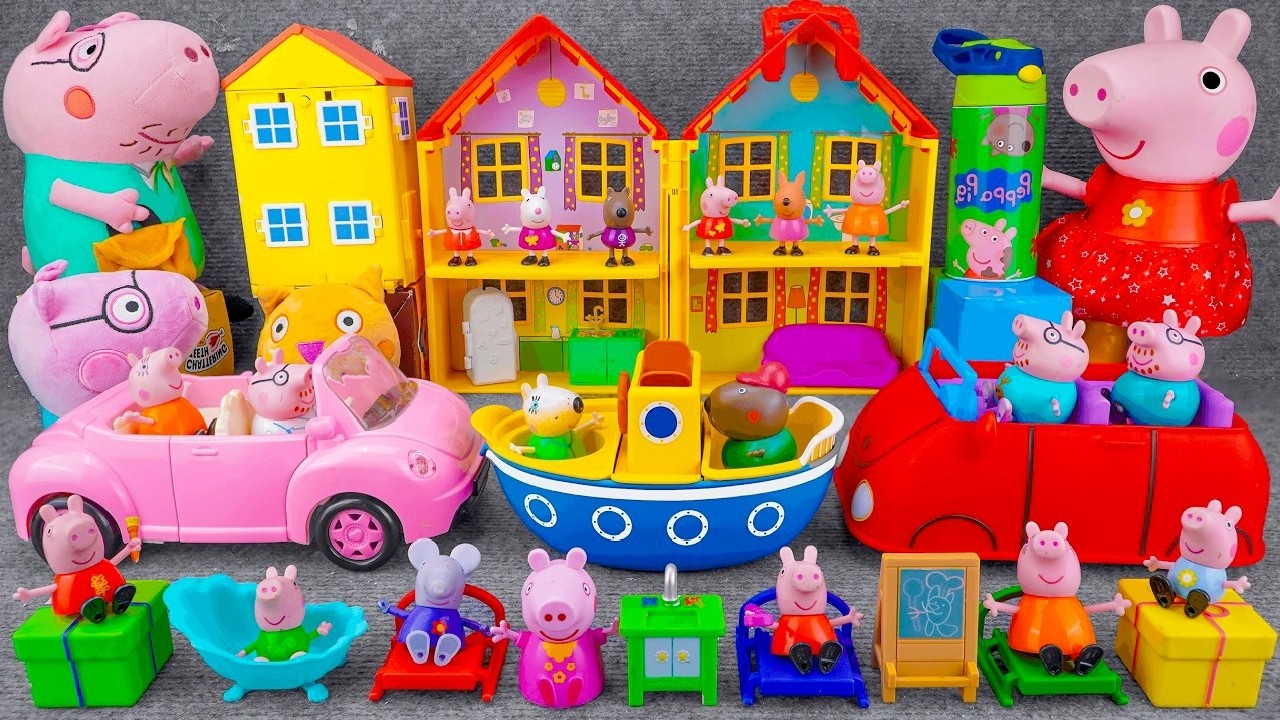 12 Minutes of Satisfying ASMR Unboxing | Adorable Peppa's Family House Playset & Family Red Car