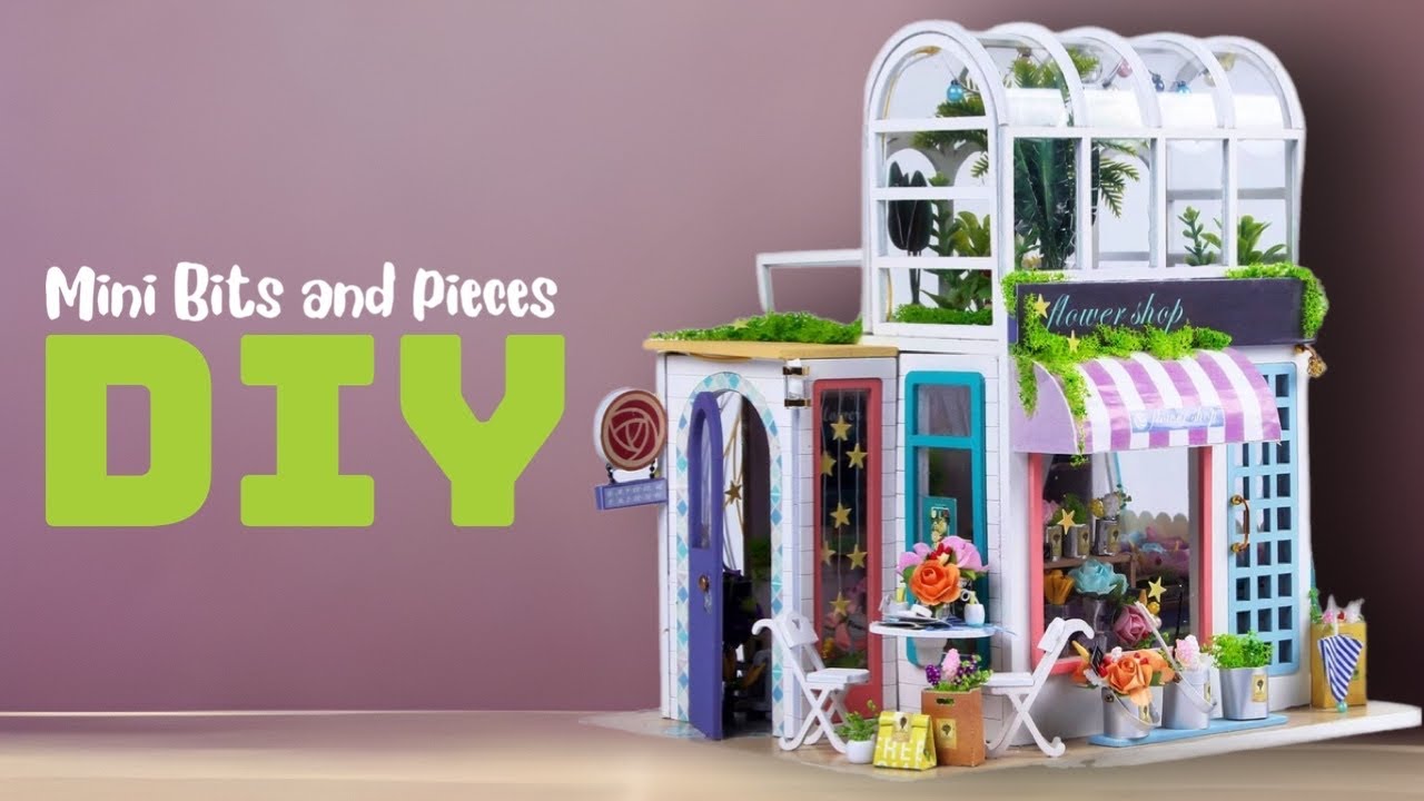 Flower Shop with Greenhouse || DIY Wooden Miniature Dollhouse Satisfying and Relaxing Video