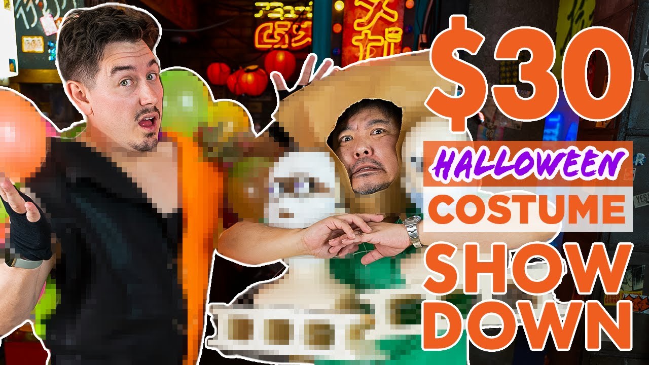 Japanese Halloween Cosplay - DAISO $30 CHALLENGE ft. @AbroadinJapan & Natsuki